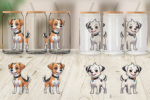 Glass Can Wrap Cute Dog Sublimation artnoy 