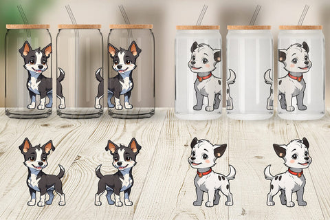 Glass Can Wrap Cute Dog Sublimation artnoy 