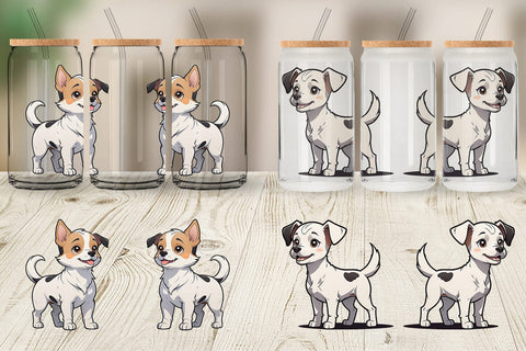 Glass Can Wrap Cute Dog Sublimation artnoy 
