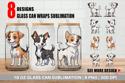 Glass Can Wrap Cute Dog Sublimation artnoy 