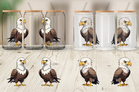 Glass Can Wrap Cute Eagle Sublimation artnoy 