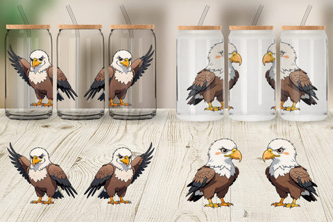 Glass Can Wrap Cute Eagle Sublimation artnoy 