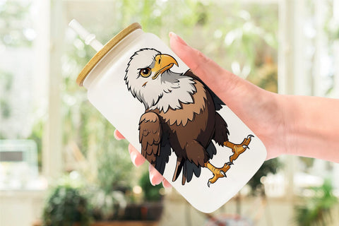 Glass Can Wrap Cute Eagle Sublimation artnoy 