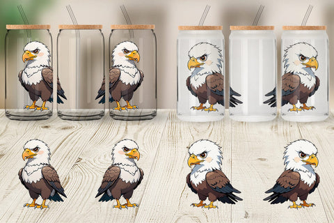 Glass Can Wrap Cute Eagle Sublimation artnoy 