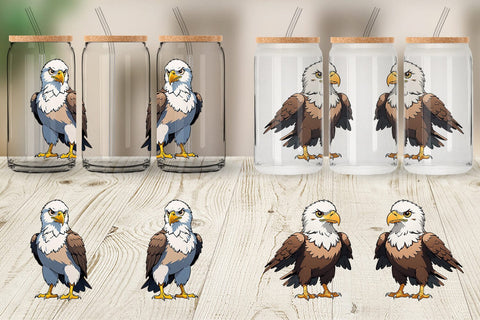 Glass Can Wrap Cute Eagle Sublimation artnoy 
