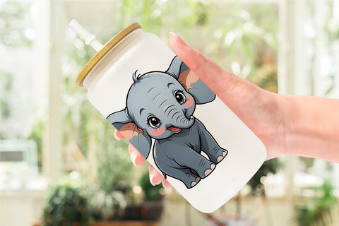 Glass Can Wrap Cute Elephant Sublimation artnoy 