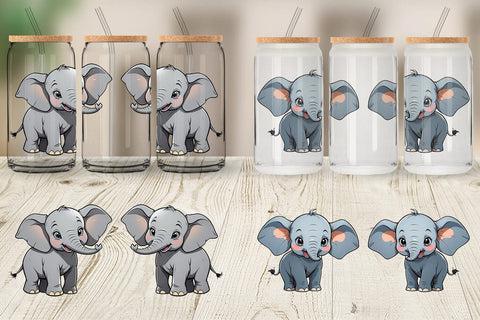 Glass Can Wrap Cute Elephant Sublimation artnoy 