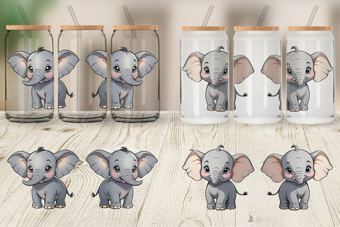 Glass Can Wrap Cute Elephant Sublimation artnoy 