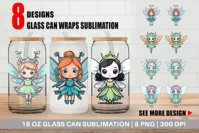 Glass Can Wrap Cute Fairy Sublimation artnoy 