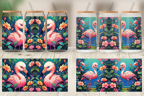 Glass Can Wrap Cute Flamingo Sublimation artnoy 