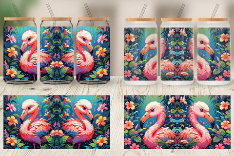 Glass Can Wrap Cute Flamingo Sublimation artnoy 