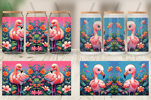 Glass Can Wrap Cute Flamingo Sublimation artnoy 