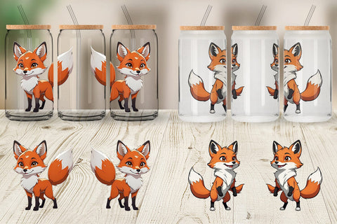 Glass Can Wrap Cute Fox Sublimation artnoy 