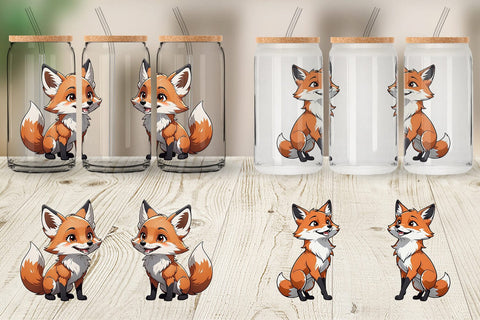 Glass Can Wrap Cute Fox Sublimation artnoy 