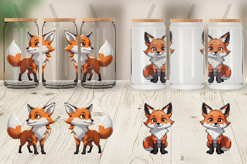 Glass Can Wrap Cute Fox Sublimation artnoy 