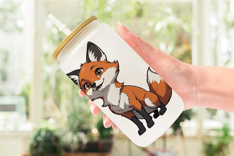 Glass Can Wrap Cute Fox Sublimation artnoy 