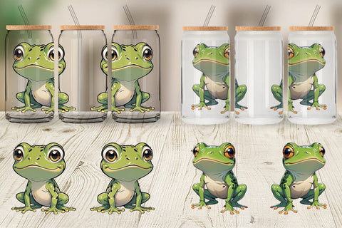 Glass Can Wrap Cute Frog Sublimation artnoy 