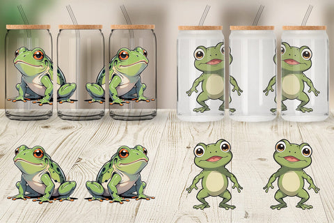 Glass Can Wrap Cute Frog Sublimation artnoy 