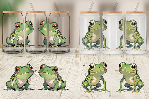 Glass Can Wrap Cute Frog Sublimation artnoy 