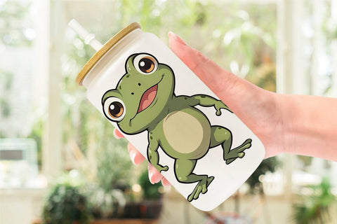 Glass Can Wrap Cute Frog Sublimation artnoy 
