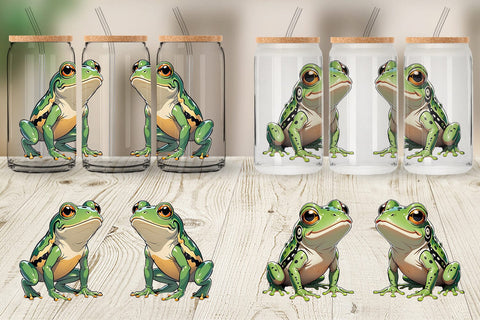 Glass Can Wrap Cute Frog Sublimation artnoy 