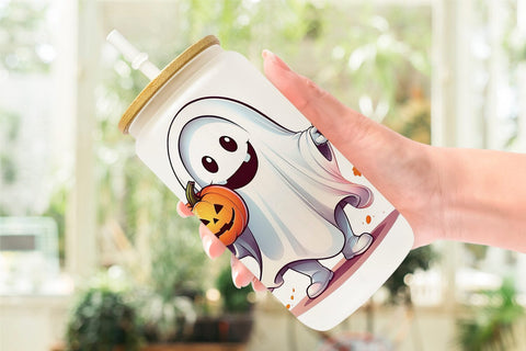 Glass Can Wrap Cute Ghost Sticker Sublimation artnoy 