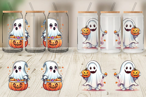 Glass Can Wrap Cute Ghost Sticker Sublimation artnoy 