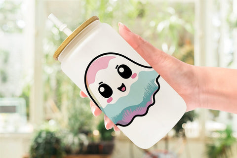 Glass Can Wrap Cute Ghost Sublimation artnoy 