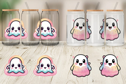 Glass Can Wrap Cute Ghost Sublimation artnoy 