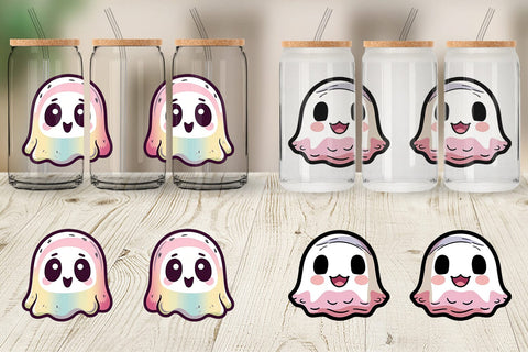 Glass Can Wrap Cute Ghost Sublimation artnoy 