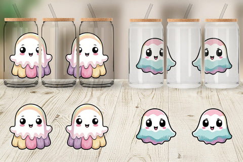 Glass Can Wrap Cute Ghost Sublimation artnoy 