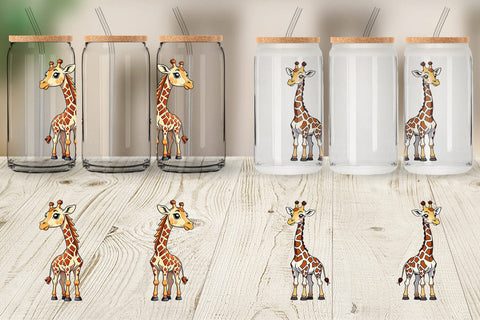 Glass Can Wrap Cute Giraffe Sublimation artnoy 