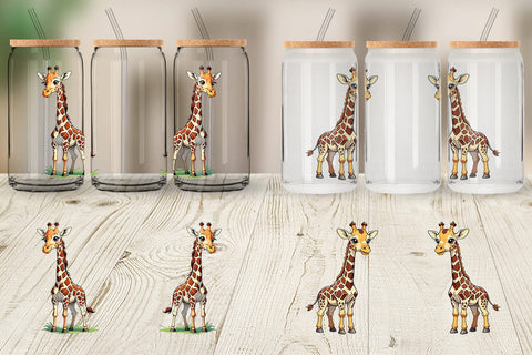Glass Can Wrap Cute Giraffe Sublimation artnoy 