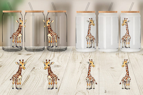 Glass Can Wrap Cute Giraffe Sublimation artnoy 