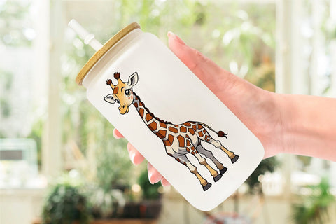 Glass Can Wrap Cute Giraffe Sublimation artnoy 