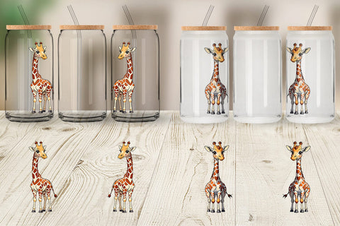 Glass Can Wrap Cute Giraffe Sublimation artnoy 