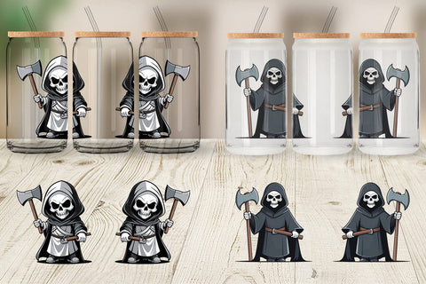 Glass Can Wrap Cute grim reaper Sublimation artnoy 