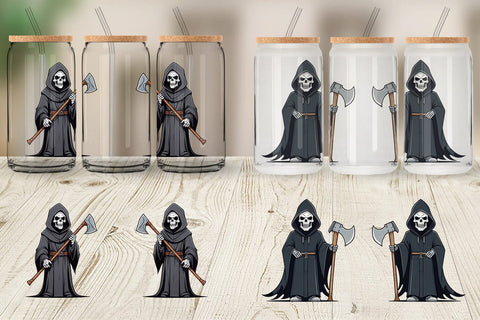 Glass Can Wrap Cute grim reaper Sublimation artnoy 