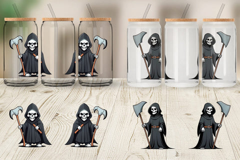 Glass Can Wrap Cute grim reaper Sublimation artnoy 