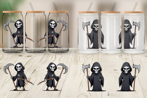 Glass Can Wrap Cute grim reaper Sublimation artnoy 