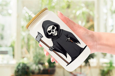 Glass Can Wrap Cute grim reaper Sublimation artnoy 