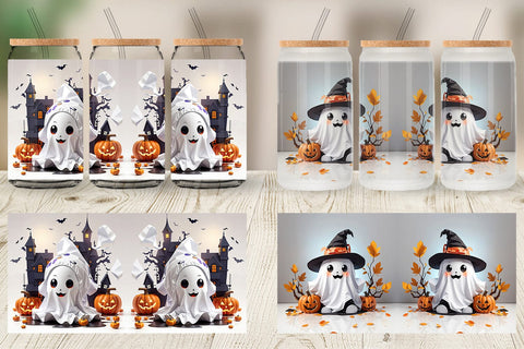 Glass Can Wrap Cute Halloween Ghost Sublimation artnoy 