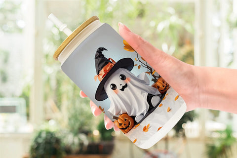 Glass Can Wrap Cute Halloween Ghost Sublimation artnoy 