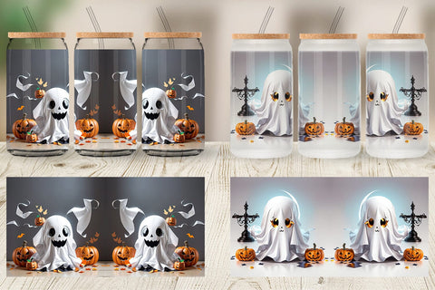 Glass Can Wrap Cute Halloween Ghost Sublimation artnoy 