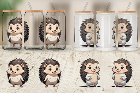 Glass Can Wrap Cute Hedgehog Sublimation artnoy 
