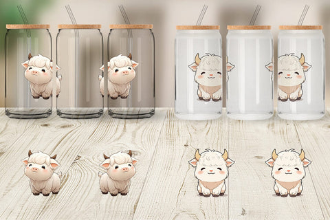 Glass Can Wrap Cute Highland Cow Sublimation artnoy 