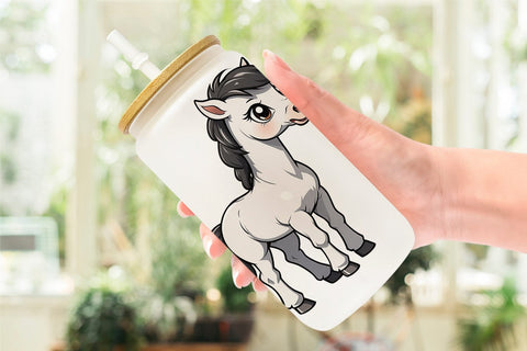 Glass Can Wrap Cute Horse Sublimation artnoy 