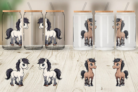 Glass Can Wrap Cute Horse Sublimation artnoy 