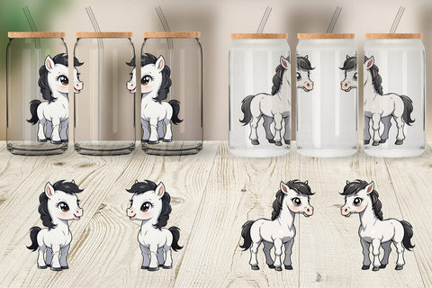 Glass Can Wrap Cute Horse Sublimation artnoy 