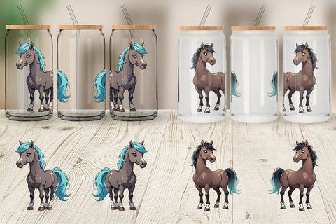 Glass Can Wrap Cute Horse Sublimation artnoy 